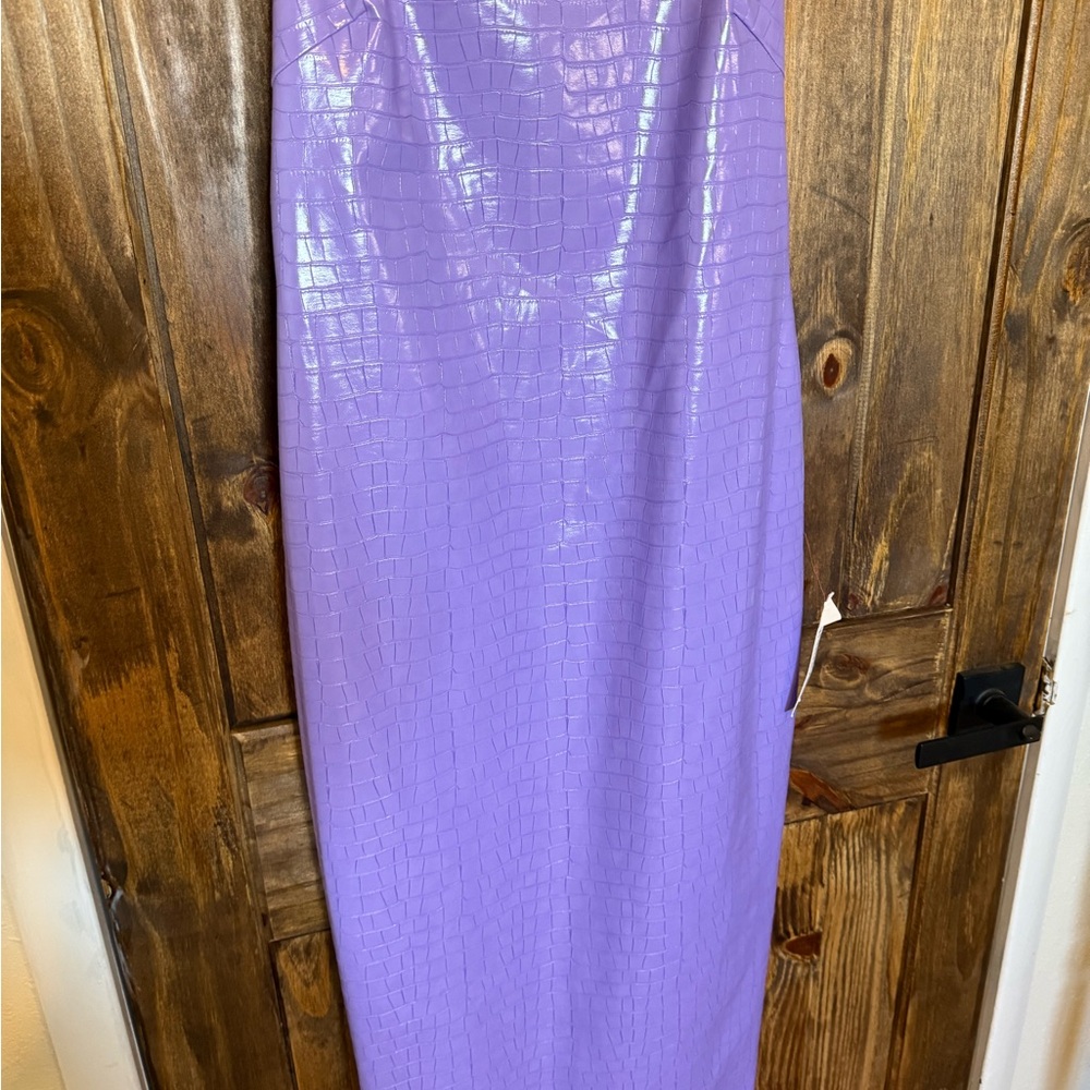 Bardot Lilac Croc-Embossed Midi Dress - Picture 2 of 5